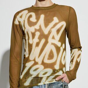 BNWT SS25 ACNE STUDIOS SPRAYED LOGO LS TSHIRT L